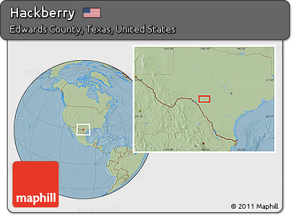 Savanna Style Location Map of Hackberry, hill shading