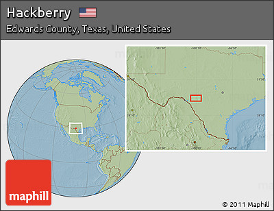 Savanna Style Location Map of Hackberry, hill shading