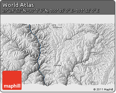 Physical 3D Map of the Area around 29° 44' 59" N, 101° 13' 29" E