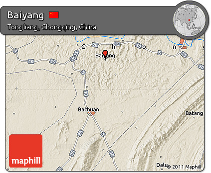Shaded Relief Map of Baiyang