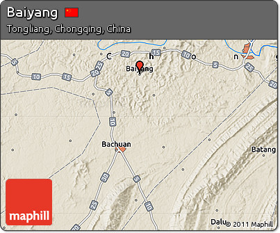 Shaded Relief Map of Baiyang