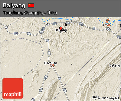 Shaded Relief Map of Baiyang