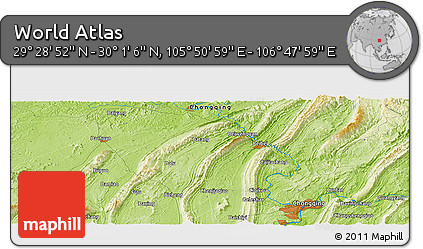 Physical Panoramic Map of the Area around 29° 44' 59" N, 106° 19' 29" E
