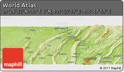 Physical Panoramic Map of the Area around 29° 44' 59" N, 106° 19' 29" E