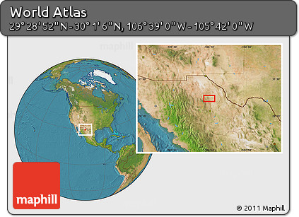 Satellite Location Map of the Area around 29° 44' 59" N, 106° 10' 30" W