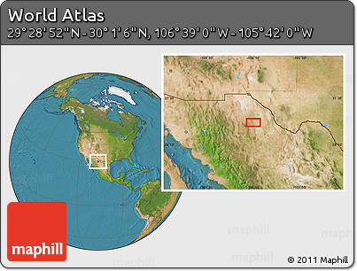 Satellite Location Map of the Area around 29° 44' 59" N, 106° 10' 30" W