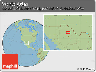 Savanna Style Location Map of the Area around 29° 44' 59" N, 106° 10' 30" W