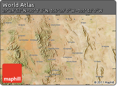 Satellite Map of the Area around 29° 44' 59" N, 106° 10' 30" W