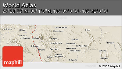 Shaded Relief Panoramic Map of the Area around 29° 44' 59" N, 106° 10' 30" W
