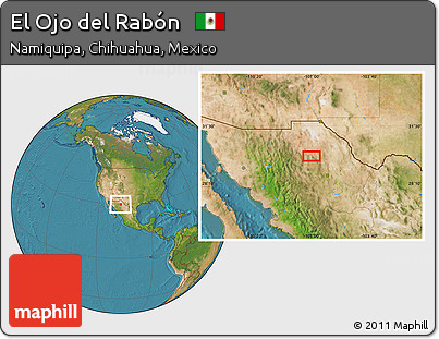 Satellite Location Map of El Ojo Del Rabón