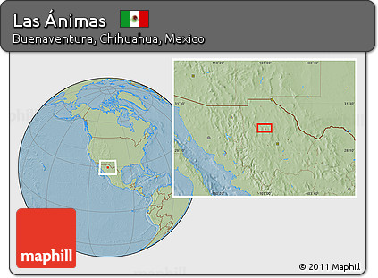 Savanna Style Location Map of Las Ánimas, hill shading