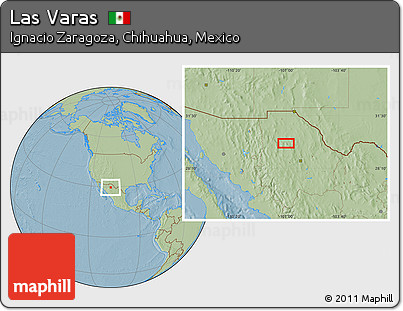 Savanna Style Location Map of Las Varas, hill shading