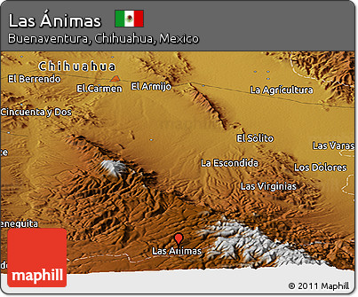 Physical Panoramic Map of Las Ánimas