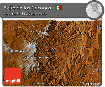 Physical 3D Map of Bajío De Los Cóconos
