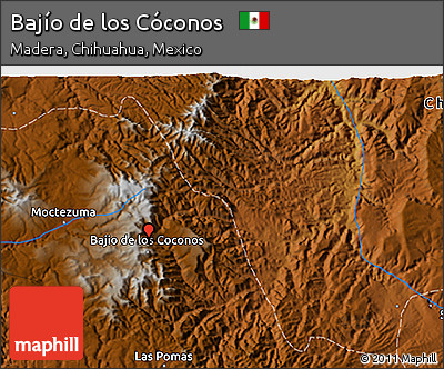Physical 3D Map of Bajío De Los Cóconos