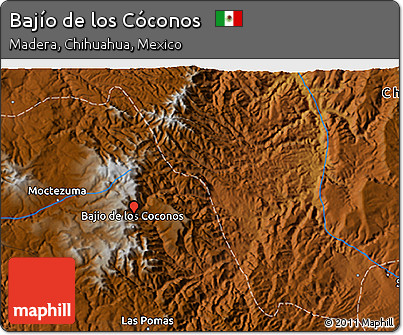 Physical 3D Map of Bajío De Los Cóconos