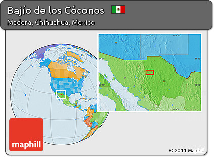 Political Location Map of Bajío De Los Cóconos