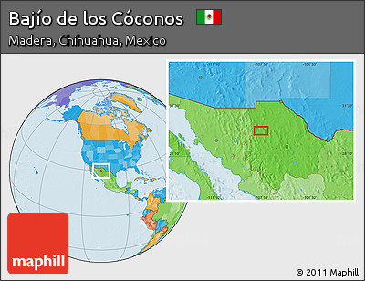 Political Location Map of Bajío De Los Cóconos