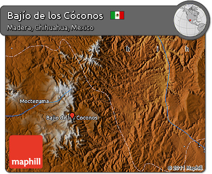 Physical Map of Bajío De Los Cóconos