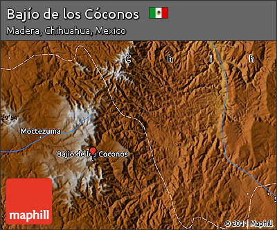 Physical Map of Bajío De Los Cóconos