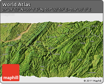 Satellite 3D Map of the Area around 29° 44' 59" N, 108° 1' 30" E