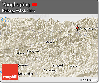 Shaded Relief Panoramic Map of Yangliuping