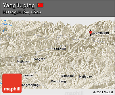 Shaded Relief Panoramic Map of Yangliuping