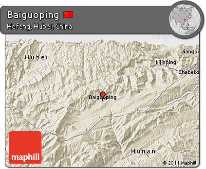 Shaded Relief 3D Map of Baiguoping