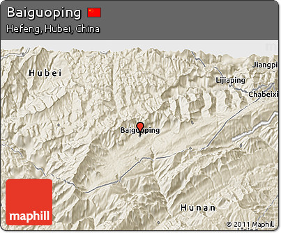 Shaded Relief 3D Map of Baiguoping