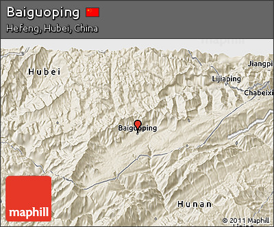 Shaded Relief 3D Map of Baiguoping