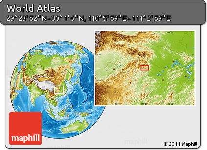 Physical Location Map of the Area around 29° 44' 59" N, 110° 34' 29" E