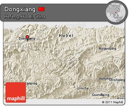 Shaded Relief Panoramic Map of Dongxiang