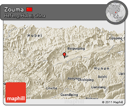 Shaded Relief Panoramic Map of Zouma