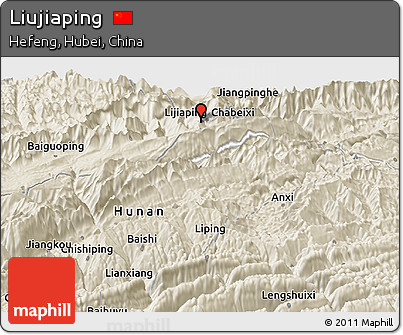 Shaded Relief Panoramic Map of Liujiaping