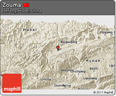 Shaded Relief Panoramic Map of Zouma
