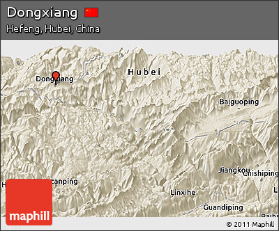 Shaded Relief Panoramic Map of Dongxiang
