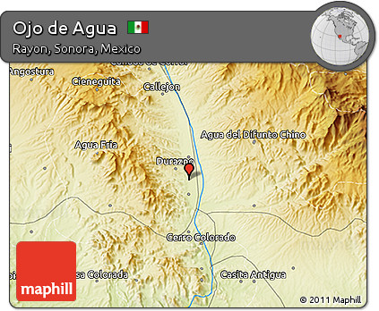 Physical 3D Map of Ojo De Agua