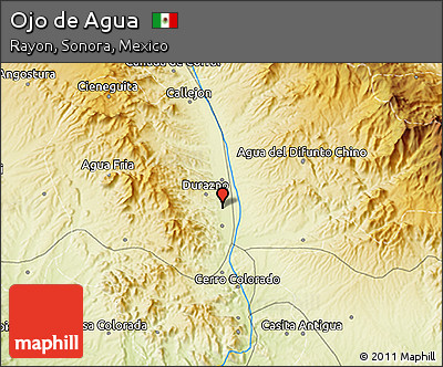 Physical 3D Map of Ojo De Agua