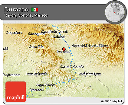 Physical Panoramic Map of Durazno