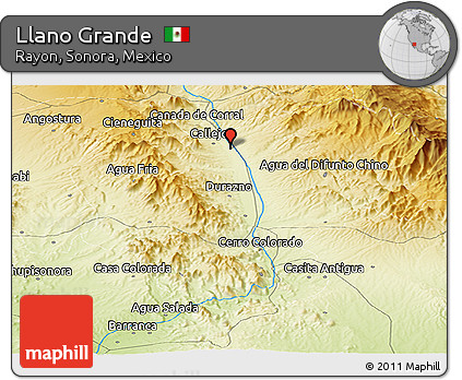 Physical Panoramic Map of Llano Grande