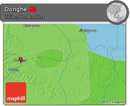 Political 3D Map of Donghe