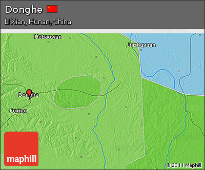 Political 3D Map of Donghe