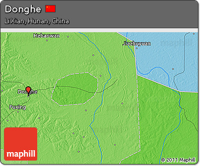 Political 3D Map of Donghe