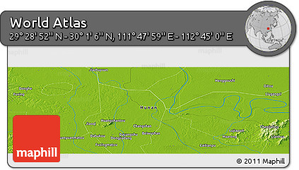 Physical Panoramic Map of the Area around 29° 44' 59" N, 112° 16' 30" E