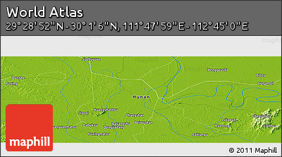 Physical Panoramic Map of the Area around 29° 44' 59" N, 112° 16' 30" E