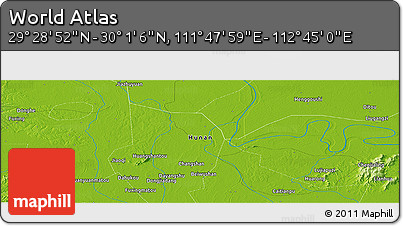 Physical Panoramic Map of the Area around 29° 44' 59" N, 112° 16' 30" E