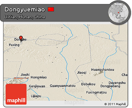 Shaded Relief Panoramic Map of Dongyuemiao