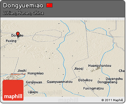 Shaded Relief Panoramic Map of Dongyuemiao