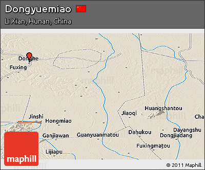 Shaded Relief Panoramic Map of Dongyuemiao