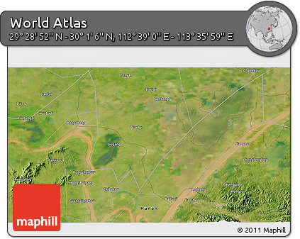 Satellite 3D Map of the Area around 29° 44' 59" N, 113° 7' 30" E